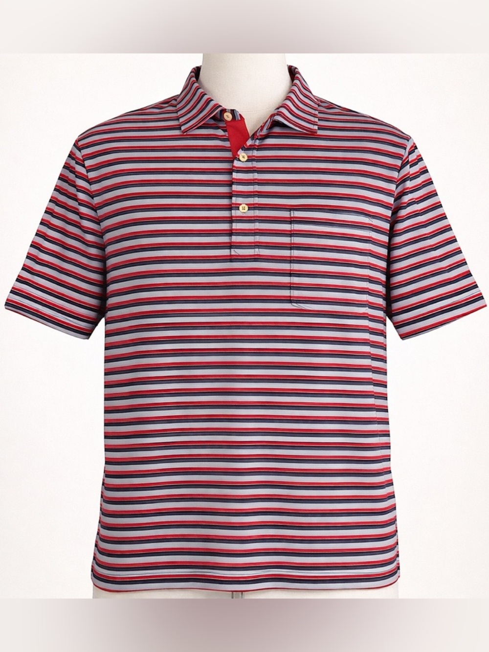 Peter Millar Red Striped, Short Sleeve, Summer Comfort Polo- M